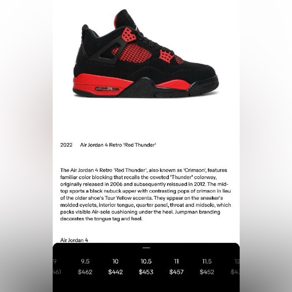 2022 Air Jordan 4 Retro “Red Thunder” shoes